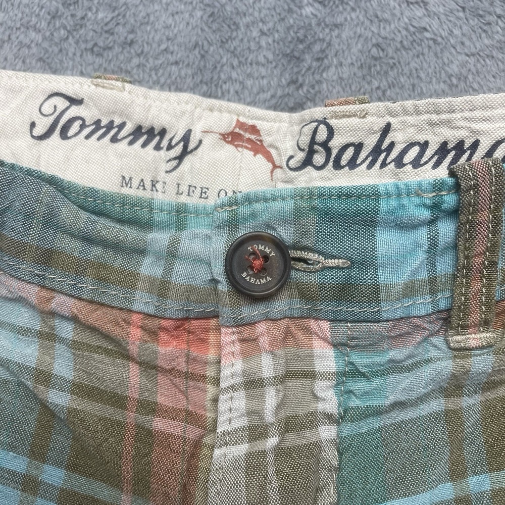 Tommy Bahama Shorts Mens 30 Multicolor Plaid Chinos Linen Blend Preppy Casual - Picture 4 of 16